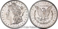 Photo of Morgan Silver Dollar in almost uncirculated (AU50) condition/grade.