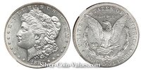 Photo of Morgan Silver Dollar in almost uncirculated (AU55) condition/grade.