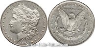 Photo of Morgan Silver Dollar in almost uncirculated (AU58) condition/grade.